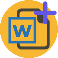Microsoft word logo with plus symbol