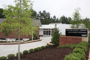 Image of entrance to Durham SouthWest regional branch library